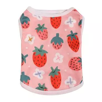 Fruit Print Dog Strawberry Vest Shirt Polyester Dog Thin T-Shirt For Dogs Cats XS