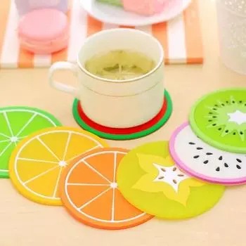 Fruit Shaped Coaster Silicone Dining Table Placemat Coasters Kitchen Cup Mat Mug Heat-resistant Coffee Hot Drink Pad 10cm