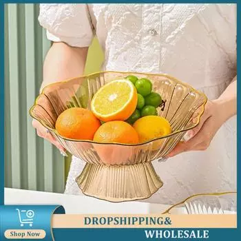 Fruit Tray Transparent And Visible Nut Plate Transparent Fruit Storage Snack Tray Petal Shape Plastic Plate Light Luxury