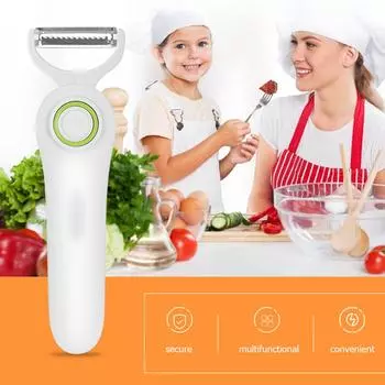 Fruit Vegetables Peeler with 3 Cutter Heads Potato Peeler USB Rechargeable Stainless Steel Safety Lightweight Home Kitchen Tool CHINA