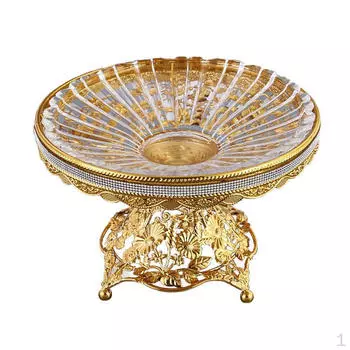 Фруктовая чаша на ножке Декоративная сервировочная тарелка для десерта, торта, закуски Металлическое стекло