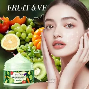 Фруктовая и овощная очищающая маска SADOER, глубоко очищающая грязевая маска для лица 120g