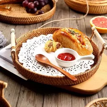 Фруктовая корзина, плетеная из лозы, поднос для торта, плетеная из лозы, поднос для хранения хлеба в гостиной, плетеная из бамбука, тарелка для хранения