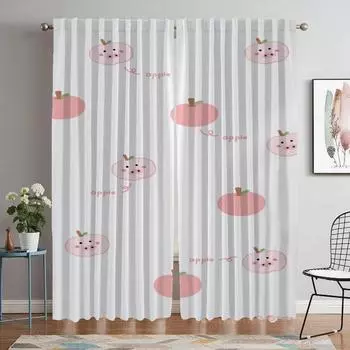 Фруктовая оконная штора для комнаты 2-х панельная перегородка украшение на Хэллоуин кухонные шторы абажуры тюль для спальни гостиная затемнение W50xH70cmx2pcs-CL