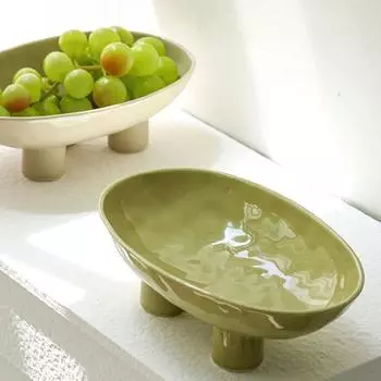 Фруктовая тарелка для дома Креативная салатница для фруктов Настольная конфетница Современная минималистская кухонная посуда Трехногая с высокими ножками чистый белый