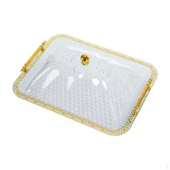 Фруктовая тарелка для закусок, поднос для ванной комнаты с ручкой и крышкой, пылезащитный, парфюмированный, водонепроницаемый, прямоугольный S