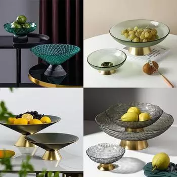 Фруктовая тарелка из ПЭТ с основанием из ромбовидного узора, простая креативная домашняя декоративная гостиная журнальный столик конфеты
