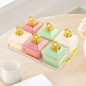 Фруктовая тарелка, контейнер для сервировки, 6 сеток для посуды, поднос для приправ, разделенный на порции для конфет Style B