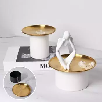 Фруктовая тарелка Косметический поднос Ключи Ящик для хранения Настольный контейнер для всякой всячины с металлической крышкой Органайзер для кладовой Закуски Посуда Домашний декор