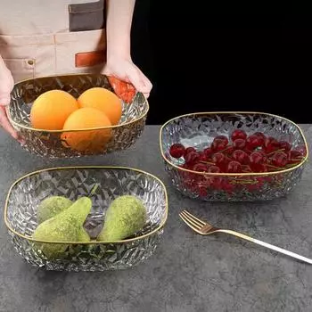 Фруктовая тарелка, полупрозрачная ромбовидная текстура, легкая, роскошная фруктовая тарелка большой вместимости, универсальный элегантный органайзер на столешницу белый