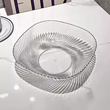 Фруктовая тарелка Салатная тарелка Небьющаяся прозрачная фруктовая тарелка Золотая сервировочная тарелка для салата Десерт Ужин