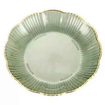 Фруктовая тарелка, салатная тарелка, штабелируемая тарелка для закусок, элегантная, с золотым краем, небьющаяся круглая тарелка для салата, десерта, для современности