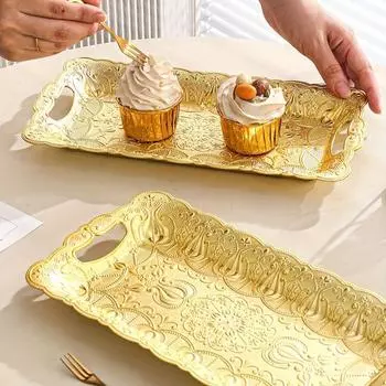 Фруктовая тарелка сервировочный поднос для вечеринки небьющаяся фруктовая тарелка закуски десерт многоразовый поднос рождественский декор ресторана серебряный