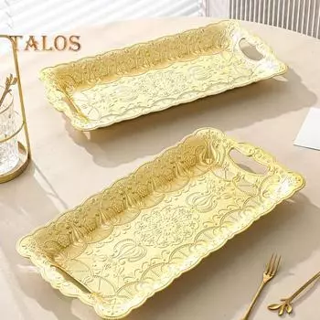 Фруктовая тарелка сервировочный поднос для вечеринки небьющаяся фруктовая тарелка закуски десерт многоразовый поднос рождественский декор ресторана серебряный