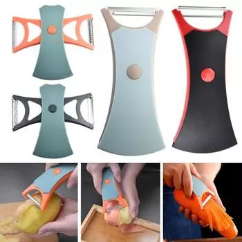 Фруктовая терка 2 в 1 Многофункциональная кухонная терка для фруктов и овощей Двойная головка для чистки овощей и картофеля Эффективная оранжевый