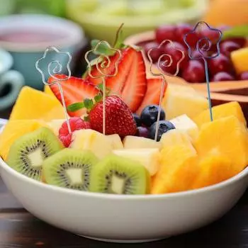 Фруктовая вилка из нержавеющей стали, десертные вилки уникальной формы, креативные палочки для фруктовых салатов для украшения вечеринок Star