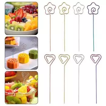 Фруктовая вилка из нержавеющей стали, десертные вилки уникальной формы, креативные палочки для фруктовых салатов для украшения вечеринок Star розового золота