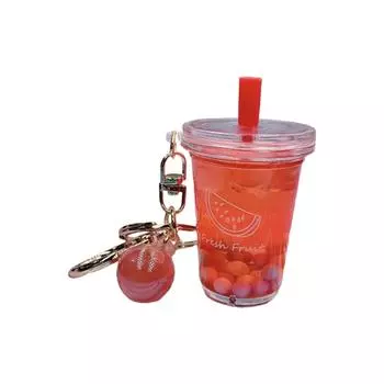 Фруктовая жидкость зыбучие пески мультфильм девушка брелок бутылка имитация акриловая сумка подвеска рюкзак кошелек рождественские подарки