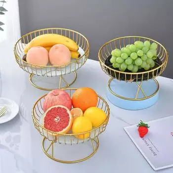 Фруктовница Металлическая проволочная корзина для фруктов с основанием Креативная фруктовая чаша для дома Гостиная Журнальный столик Поднос для конфет Поднос для фруктов