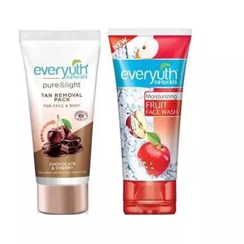 Фруктовое средство для умывания Everyuth Naturals, 50 г, и Маска для лица с эффектом удаления загара «Шоколад и вишня», 50 г