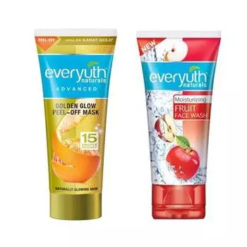 Фруктовое средство для умывания Everyuth Naturals, 50 г и маска-пленка Golden Glow, 50 г, комбинированная упаковка