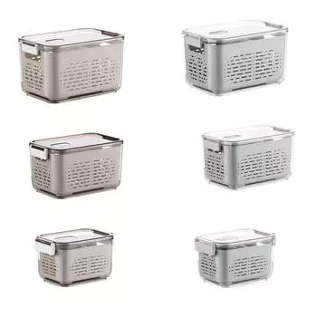 Фруктовые контейнеры для холодильника, контейнеры для хранения продуктов со съемным дуршлагом и крышкой, штабелируемые