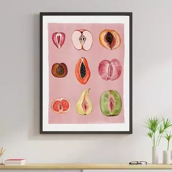 Фруктовые нарезанные женские фрукты, настенная живопись на холсте, винтажные постеры, абстрактные женские бодипозитивные принты, фотографии, декор комнаты 21x30cm No Framed