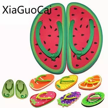 Фруктовые шлепанцы для женщин, летние, высокого качества, плоские женские пляжные шлепанцы, неглубокие, для улицы, плоские тапочки, Прямая поставка 4.5