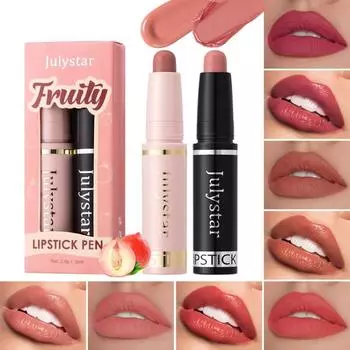Фруктовый аромат увлажняющий блеск для губ Beauty Gloss Lipstick Стойкая водостойкая матовая помада Top Two 2.9g*2pcs