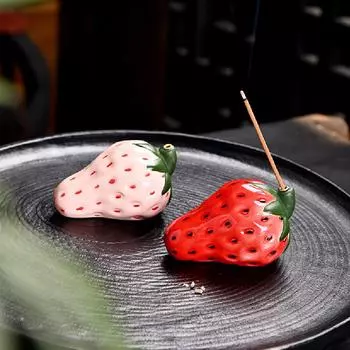 Фруктовый ароматизатор, украшение из клубники, реалистичные фрукты, линия домашнего интерьера, ароматерапия, курильница из сандалового дерева розовый