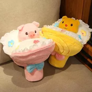 Фруктовый букет плюшевая игрушка милый леденец превращается в свинью кролика медведя цветок плюшевая подушка детский подарок на день рождения рождество 40cm