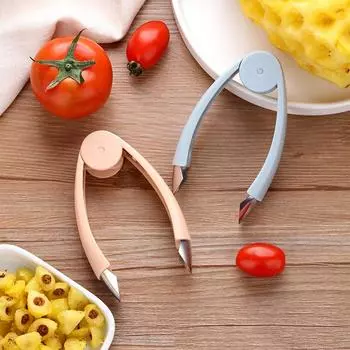 Фруктовый инструмент Слайсер для удаления семян клубники Зажим для кухонного гаджета Очиститель для глазков ананаса Удаление верхней части стебля синий