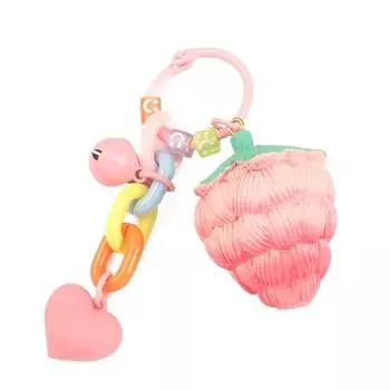 Фруктовый клубничный брелок для ключей, цветок, креативный розовый плюшевый брелок для ключей, сумка, милые аксессуары, смола, акрил, автомобиль, аксессуары для рук, подвеска