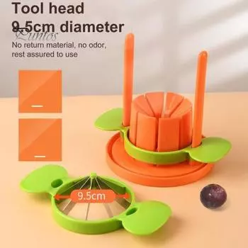 Фруктовый нож с 8 ломтиками, лезвиями из нержавеющей стали, измельчителем с канавкой для сока, противоскользящими накладками, без сердечника, портативный кухонный инструмент для фруктов оранжевый