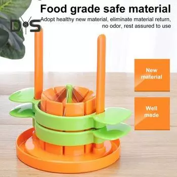 Фруктовый нож с 8 ломтиками, лезвиями из нержавеющей стали, измельчителем с канавкой для сока, противоскользящими накладками, без сердечника, портативный кухонный инструмент для фруктов оранжевый