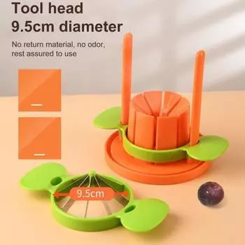 Фруктовый нож Yousheng, 8 ломтиков, лезвия из нержавеющей стали, измельчитель с канавкой для сока, противоскользящие накладки, портативный кухонный инструмент для фруктов без сердечника оранжевый