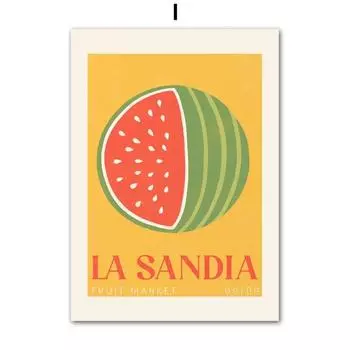 Фруктовый рынок Лимон Виноград Ананас Арбуз Инжир Настенное искусство Холст Живопись Скандинавские Постеры и Принты Настенные картины Кухонный декор 21cm30cm NoFrame