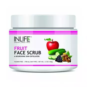 Фруктовый скраб для лица (100 г), Fruit Face Scrub, INLIFE 100g