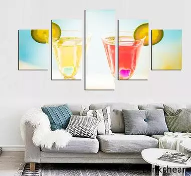 Фруктовый сок, еда, картина, чай, плакаты и принты, лимонное украшение для кухни, современная настенная художественная картина, скандинавский принт 20x35cm*2 20x45cm*2 20x55cm*1