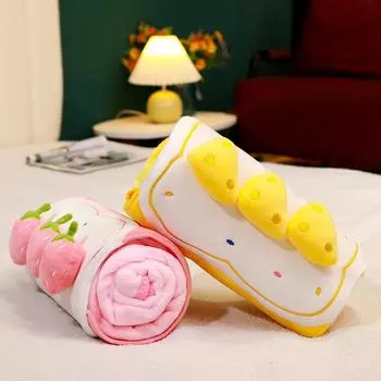 Фруктовый торт рулет одеяло плюшевая игрушка клубника кукла подушка одеяло офис сон автомобиль подушка девочка подарок Small blanket 1.7 * 1m (0.5kg)