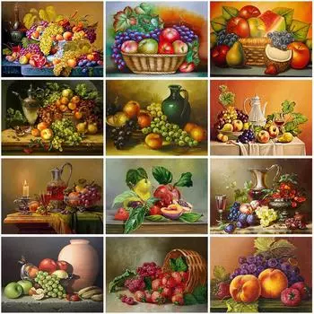 Фрукты DIY 5D алмазная живопись полная круглая дрель мультфильм Алмазная вышивка крестиком мозаика наборы настенное искусство домашний декор Full Round 20x30CM