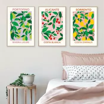 Фрукты, лимон, вишня, принты, постеры, растения, цветы, холст, живопись, настенные художественные фотографии для столовой, современный природный домашний декор 21cm30cm NoFrame