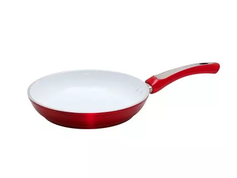 Frying pan 24cm IH compatible Ceramic coating Shiny red PFOA free ceramic coating 5mm thick bottom structure Easy to clean D&S Non-stick 2-layer