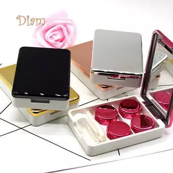 Контейнер с зерколом для хранения контактных линз розы красного