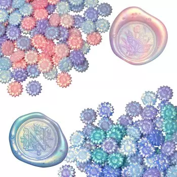 fsalisa Sealing Small Seal Sealing Sealing For Message Sunflower Shape Wax, Stamp, Wax, Wax, Stamps, Invitations, Weddings, Blessings, Confessions,