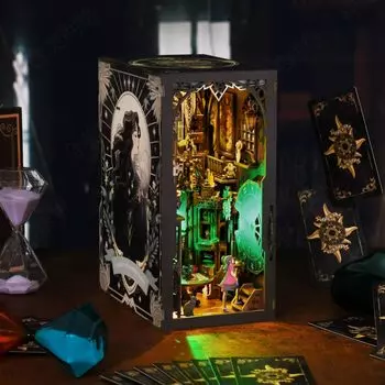 FSEARRT 3D головоломка миниатюрный домик комплект подставка для книг светодиодная книжная полка украшение ручной работы комплект сборка деревянная головоломка деревообработка иллюстрация пылезащитный