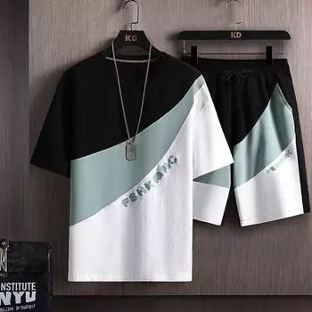 FSHKMNC футболка костюм летние мужские спортивные костюмы с 3d принтом модный комплект из 2 предметов мужские футболки большого размера мужская футболка шорты комплект мужской наряд 4XL