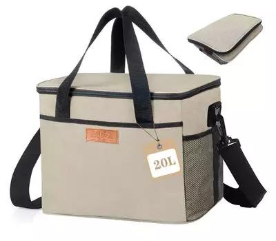 FTBOL Компактный термобокс с мощным охлаждением Кемпинг Большой складной термобокс с сумкой-холодильником для клуба Легко переносить в руке или через плечо Идеальный бежевый