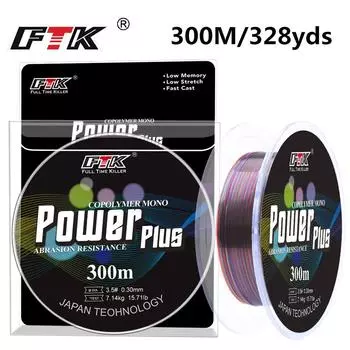 FTK 100M/300M/500M 4.136LB-34.32LB 5-цветная нейлоновая монофильная рыболовная леска - 5 цветов Классная рыболовная леска! 300m-0.14mm-4.136LB разноцветный