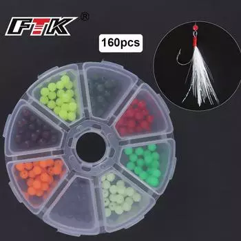 FTK 160шт Рыболовные бусины Ассорти из бисера Яйца для рыбалки на наживку 8 цветов 0,5 см (160 шт.),0,0,19 дюйма 160pcs